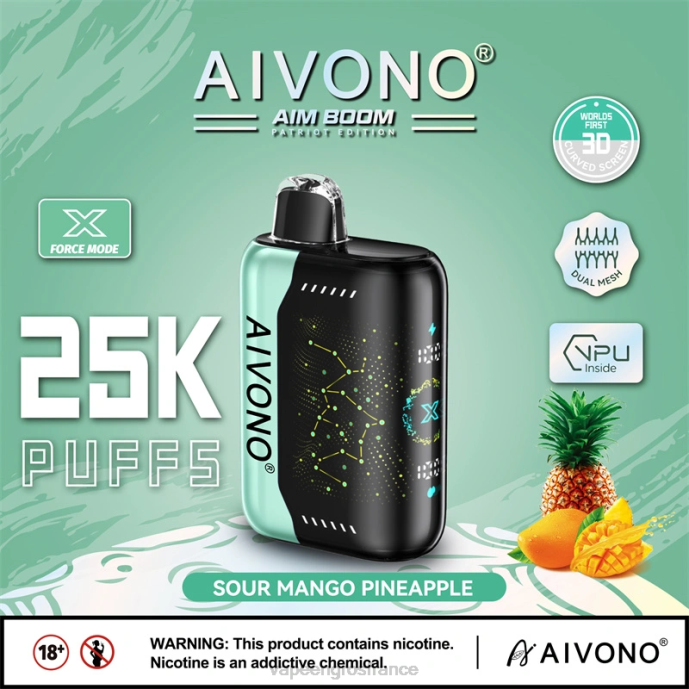 Aivono AIM BOOM 25000 ananas mangue aigre - 80H8351 Vape En Gros France