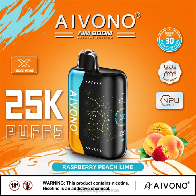 Aivono AIM BOOM 25000 framboise pêche citron vert - 80H8350 Vape France Online