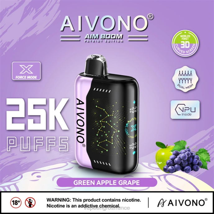 Aivono AIM BOOM 25000 raisin pomme verte - 80H8346 Eliquide En Gros