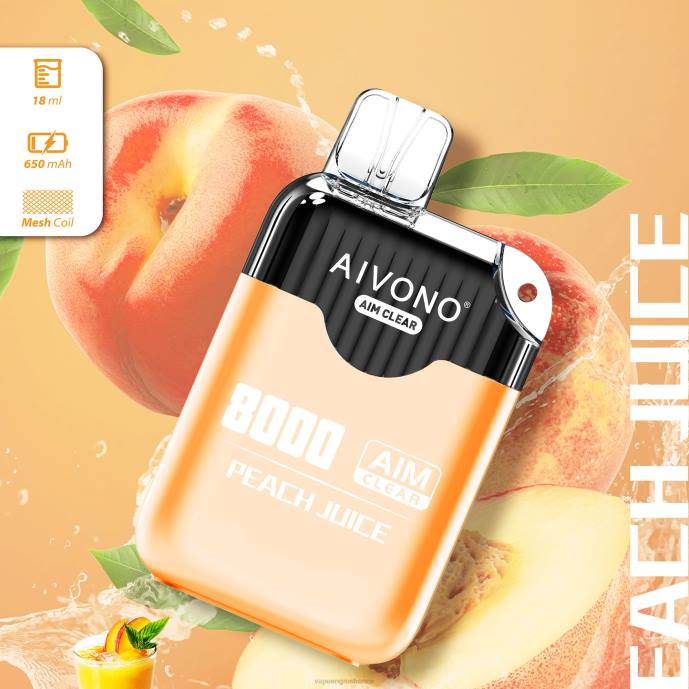 Aivono AIM CLEAR 8000 jus de pêche - 80H8203 Eliquide France