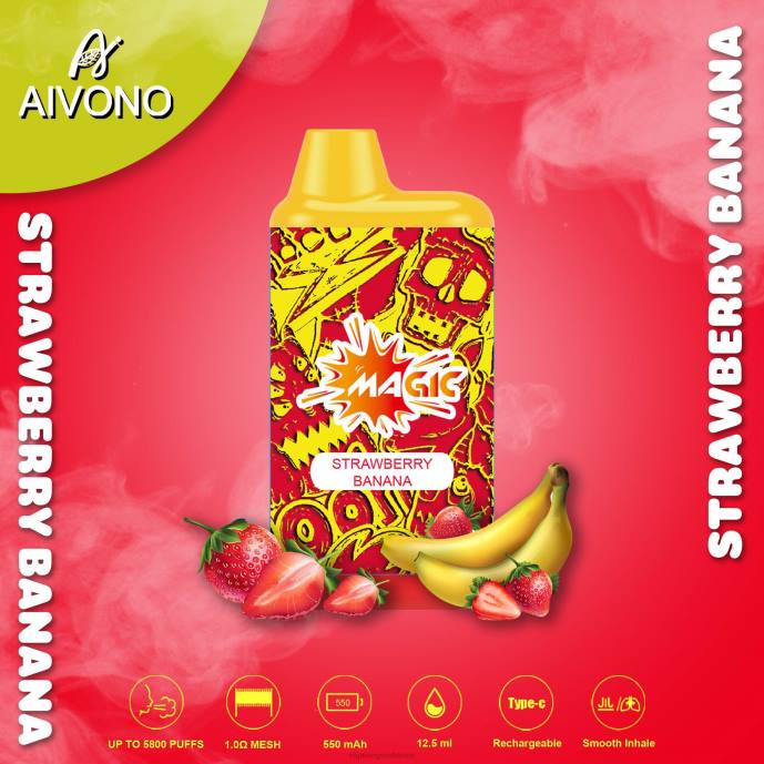 Aivono AIM MAGIC cigarette de boîte de 5800 bouches fraise banane - 80H893 Eliquide France