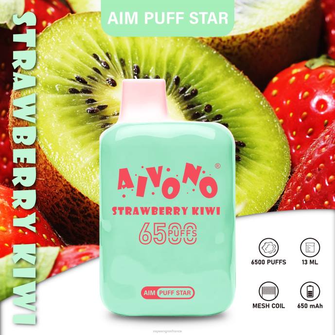 Aivono AIM PUFF STAR 6500 fraise-kiwi - 80H8294 Cigarette Electronique France