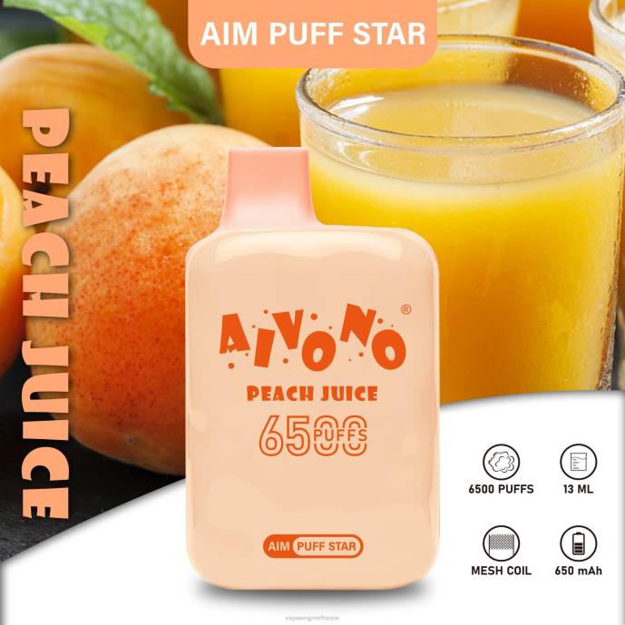 Aivono AIM PUFF STAR 6500 jus de pêche - 80H8289 Vape France Promotion