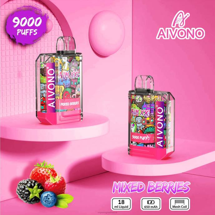 Aivono AIM XXL Autocollant bouche 9000 transparent baies mélangées - 80H851 Vape En Gros France