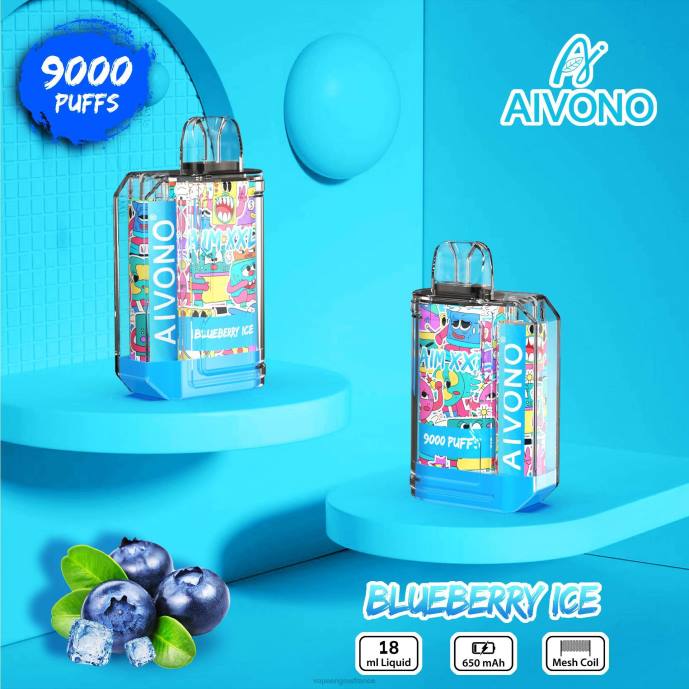 Aivono AIM XXL Autocollant bouche 9000 transparent glace aux myrtilles - 80H850 Vape France Online