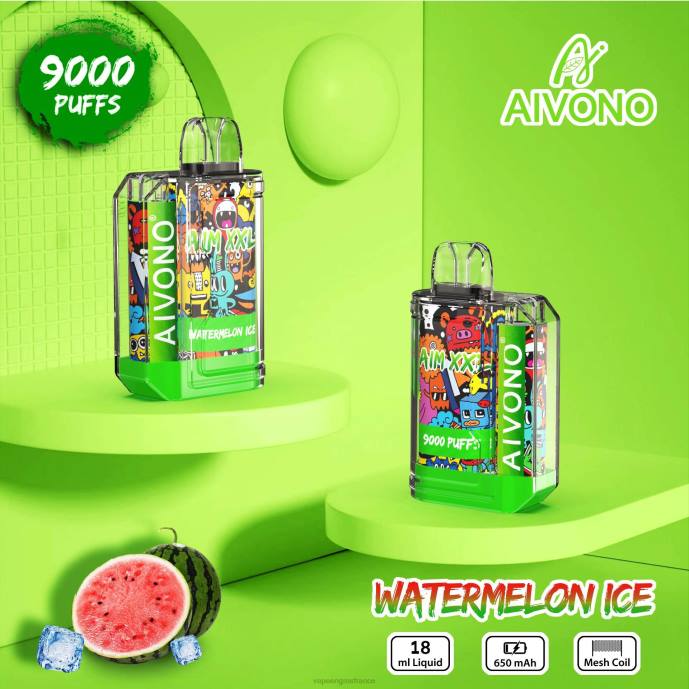 Aivono AIM XXL Autocollant bouche 9000 transparent glace à la pastèque - 80H848 Vape France Prix