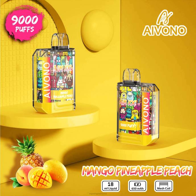 Aivono AIM XXL Autocollant bouche 9000 transparent mangue ananas pêche - 80H849 Vape France Promotion