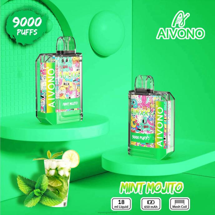 Aivono AIM XXL Autocollant bouche 9000 transparent mojito à la menthe - 80H855 Cigarette Electronique En Gros
