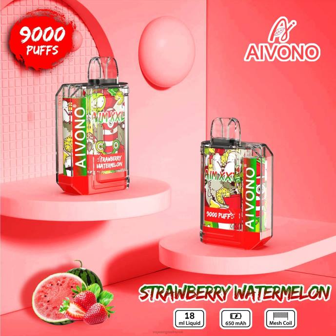 Aivono AIM XXL Autocollant bouche 9000 transparent pastèque fraise - 80H853 Eliquide France