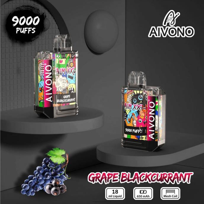 Aivono AIM XXL Autocollant bouche 9000 transparent raisin cassis - 80H856 Eliquide En Gros