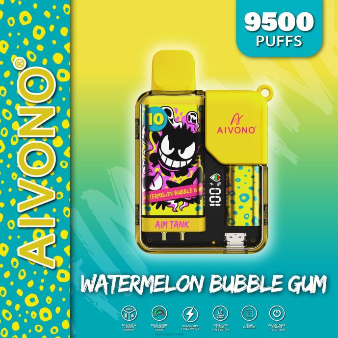 Aivono AIM TANK 9500 bubble-gum à la pastèque - 80H844 Cigarette Electronique France