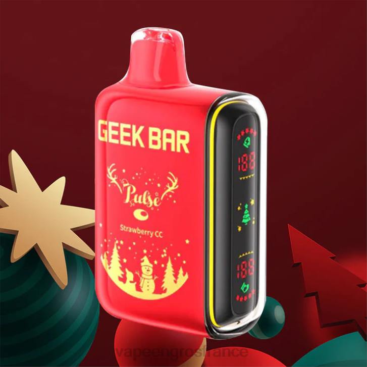 02JZ86 - Vapoteuse En Gros fraise cc GEEK BAR Pulse édition des Fêtes 7 500 bouffées/15 000 bouffées