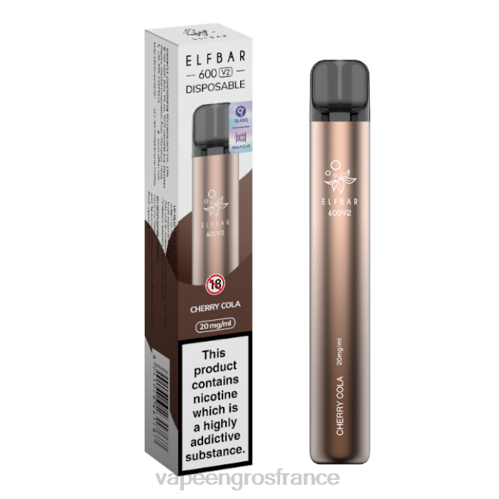 02JZ280 - Vape En Gros France cola aux cerises ELFBAR 600V2 20mg