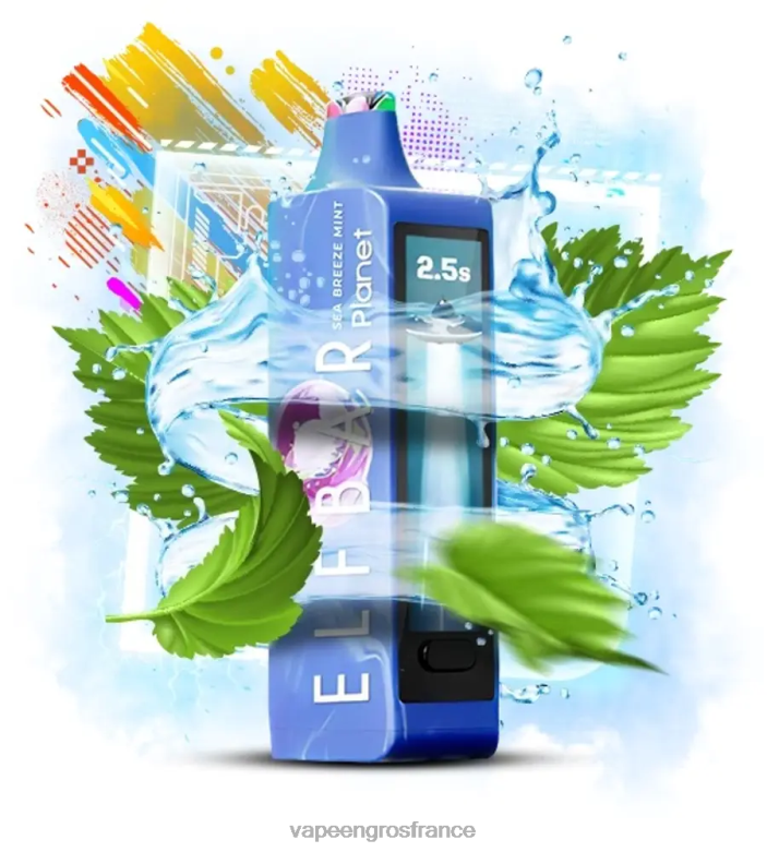 Elf Bar Planet 25000 - 2H2R418 menthe brise marine Vape France Prix