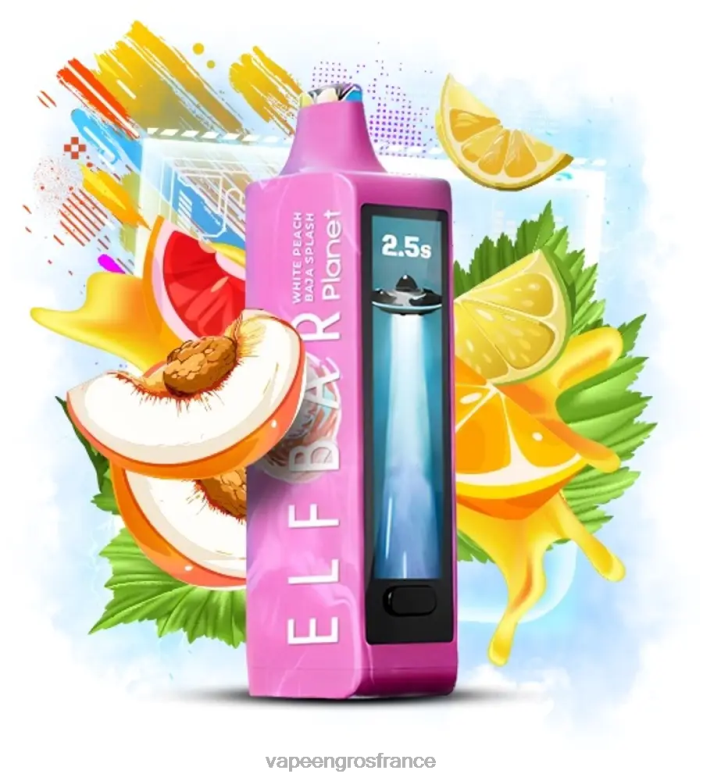 Elf Bar Planet 25000 - 2H2R420 éclaboussure de baja à la pêche blanche Vape France Online