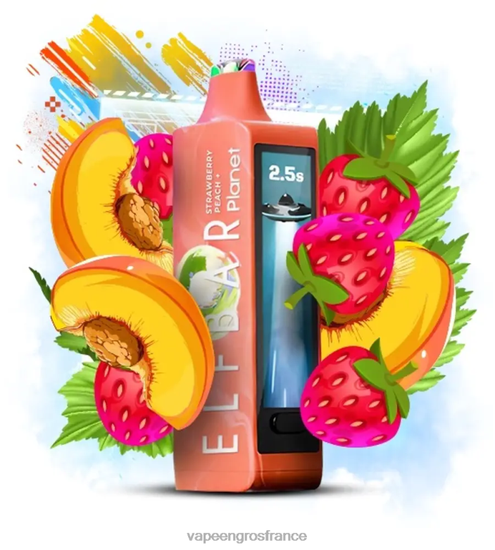 Elf Bar Planet 25000 - 2H2R428 pêche aux fraises Vape France Prix