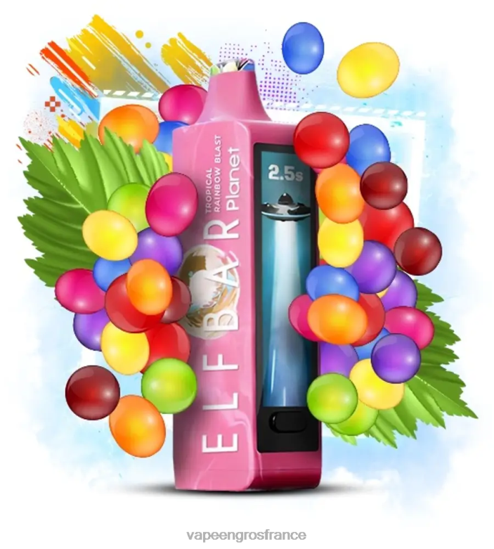 Elf Bar Planet 25000 - 2H2R429 explosion d'arc-en-ciel tropical Vape France Promotion