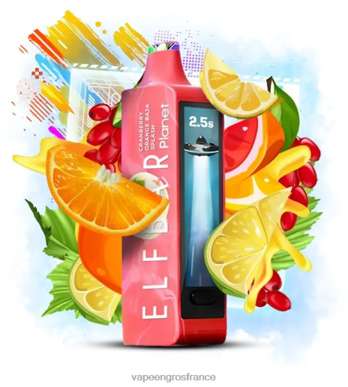 Elf Bar Planet 25000 - 2H2R430 éclaboussure de baja à l'orange et aux canneberges Vape France Online