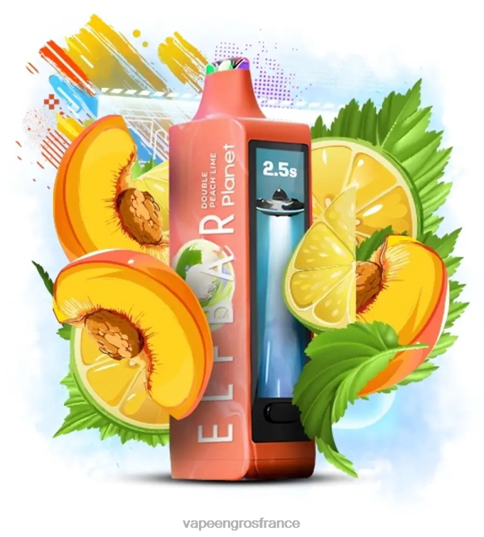 Elf Bar Planet 25000 - 2H2R431 citron vert double pêche Vape En Gros France