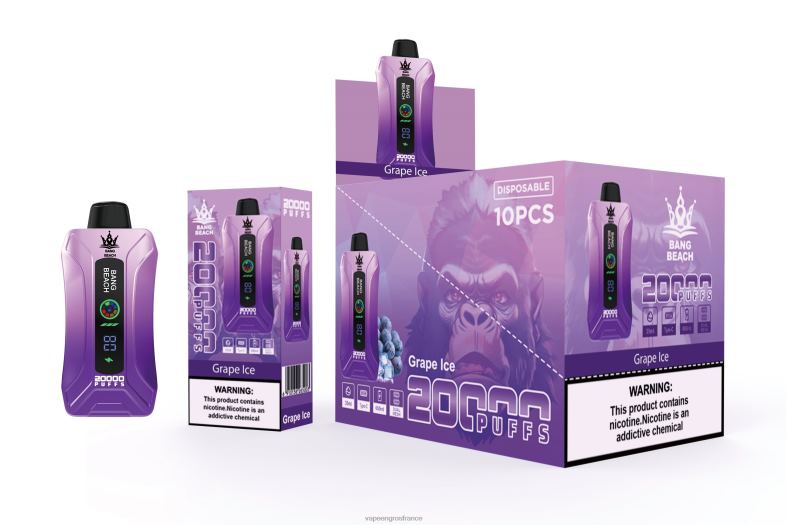 Bang Beach Vape à écran intelligent de 20 000 bouffées 260HZ10 - Cigarette Electronique En Gros glace aux raisins