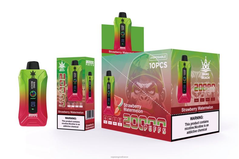 Bang Beach Vape à écran intelligent de 20 000 bouffées 260HZ3 - Eliquide France pastèque fraise