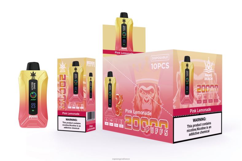 Bang Beach Vape à écran intelligent de 20 000 bouffées 260HZ4 - Cigarette Electronique France limonade rose