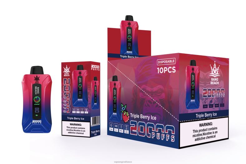 Bang Beach Vape à écran intelligent de 20 000 bouffées 260HZ8 - Eliquide France glace aux trois baies