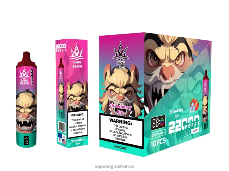 Bang Beach Écran intelligent de 22 000 bouffées 260HZ20 - Cigarette Electronique En Gros glace à la fraise