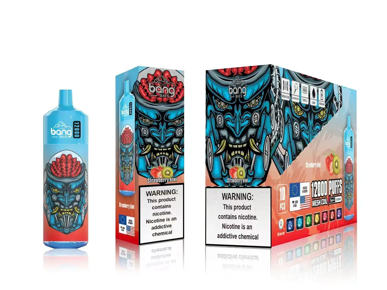 02JZ116 - Vapoteuse En Gros fraise-kiwi Bang Box 12000 bouffées