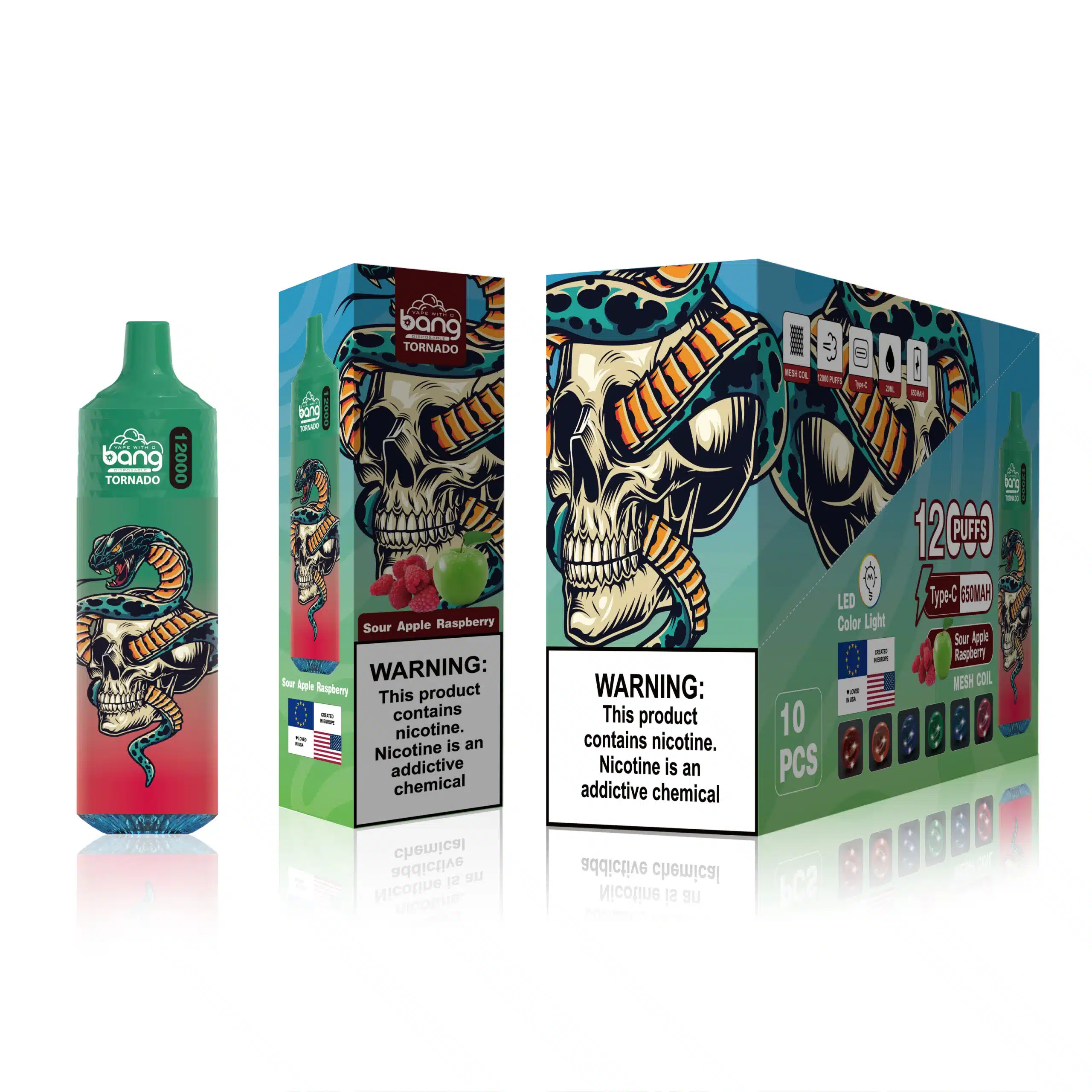 02JZ118 - Vape France Promotion pomme aigre-framboise Bang Box 12000 bouffées