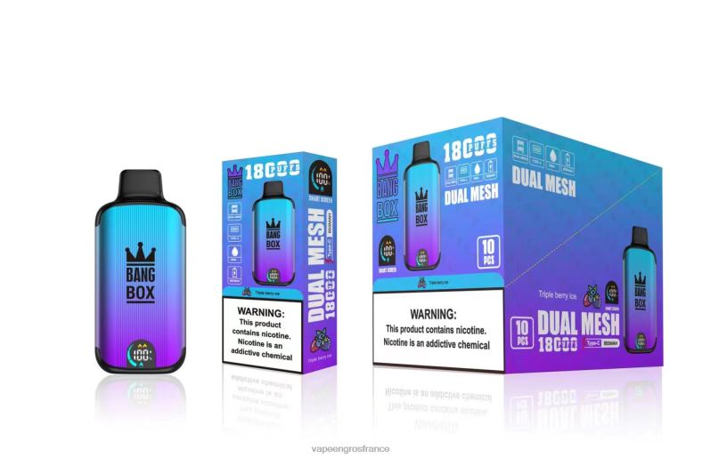Bang Box 18000 bouffées 260HZ95 - Vape France Paris glace aux trois baies