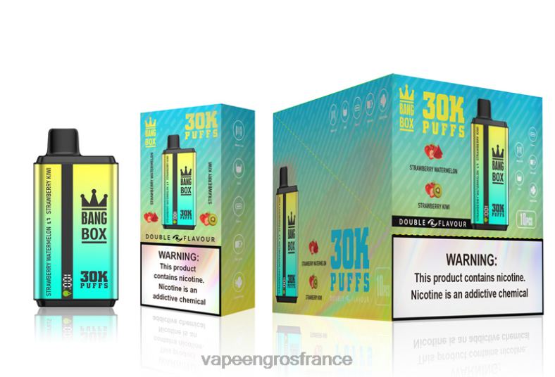 Bang Box 30 000 bouffées double saveurs 260HZ64 - Vape En Gros France fraise pastèque & fraise kiwi