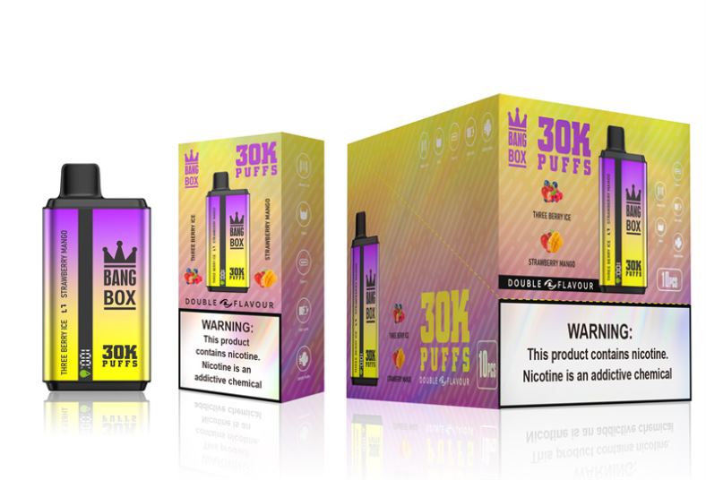 Bang Box 30 000 bouffées double saveurs 260HZ67 - Cigarette Electronique France glace aux trois baies et mangue fraise