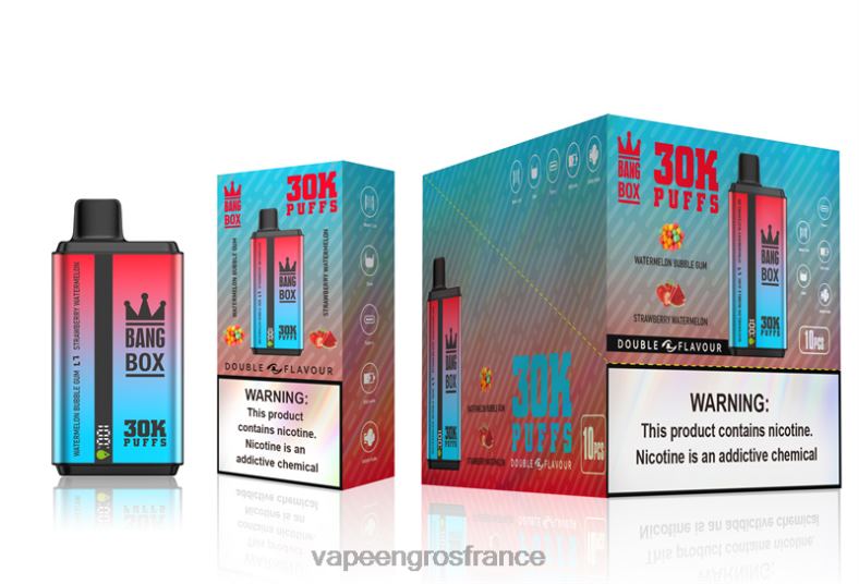 Bang Box 30 000 bouffées double saveurs 260HZ68 - Cigarette Electronique En Gros bubble gum pastèque et pastèque fraise