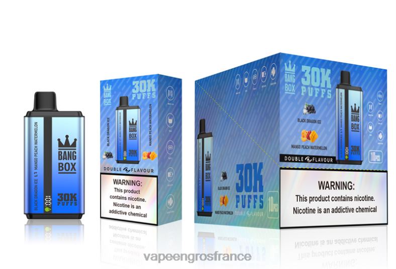 Bang Box 30 000 bouffées double saveurs 260HZ71 - Eliquide France glace de dragon noir et pastèque à la mangue et à la pêche