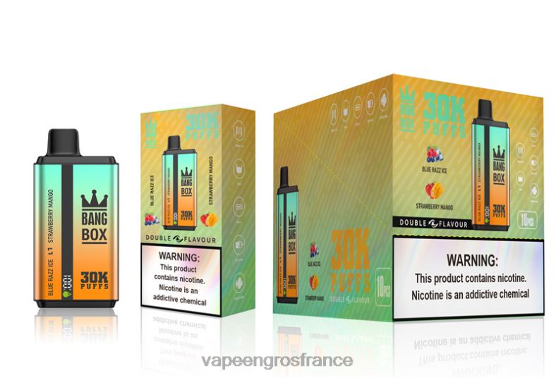 Bang Box 30 000 bouffées double saveurs 260HZ73 - Cigarette Electronique En Gros glace blue razz & fraise mangue