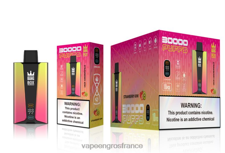 Bang Box Écran intelligent de 30 000 bouffées 260HZ74 - Vape En Gros France fraise-kiwi