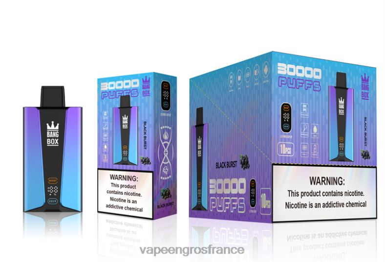 Bang Box Écran intelligent de 30 000 bouffées 260HZ77 - Cigarette Electronique France éclat noir