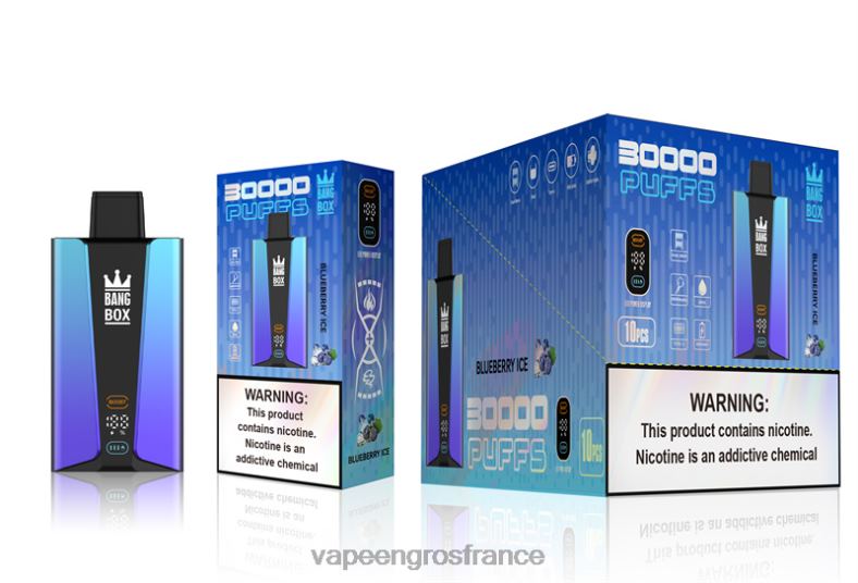 Bang Box Écran intelligent de 30 000 bouffées 260HZ79 - Vape En Gros France glace aux myrtilles