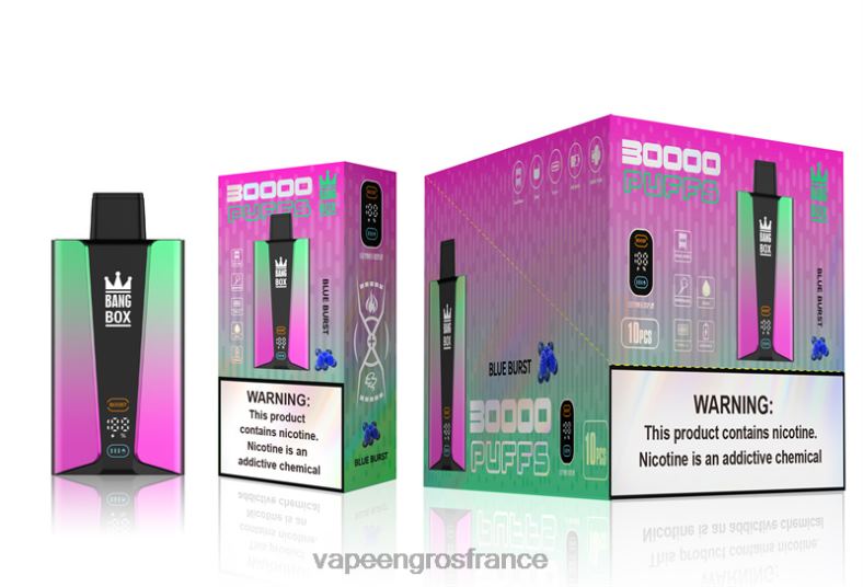 Bang Box Écran intelligent de 30 000 bouffées 260HZ82 - Cigarette Electronique France éclat bleu