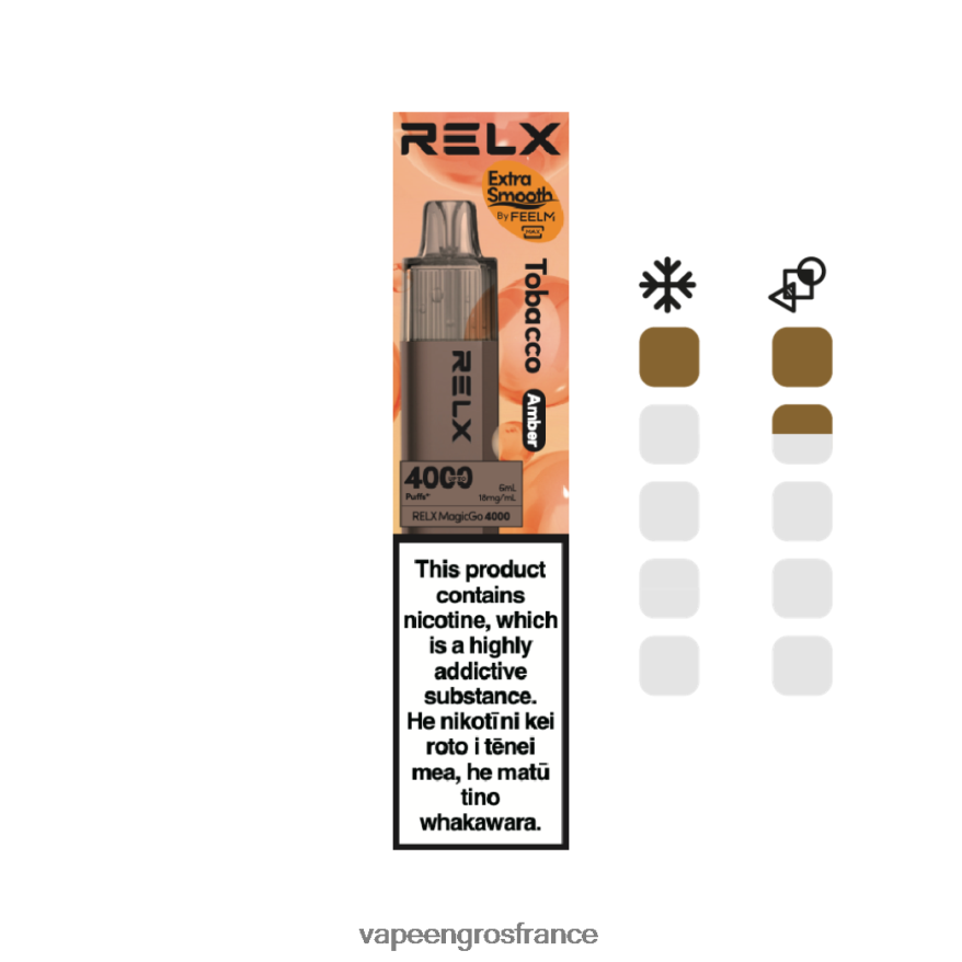 Cigarette Electronique En Gros F8HBF85 - tabac (ambre) RELX MagicGo 4000 vapes jetables