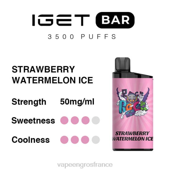02JZ89 - Vape France Online glace à la fraise et à la pastèque IGET BAR 3500 5% de nicotine