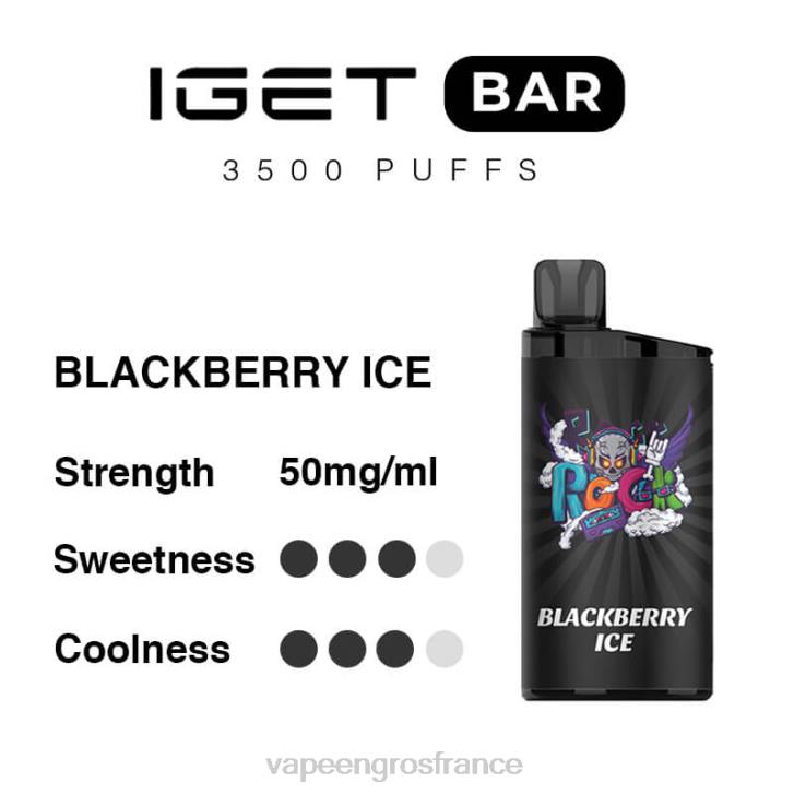 02JZ91 - Vape France Paris glace aux mûres IGET BAR 3500 5% de nicotine