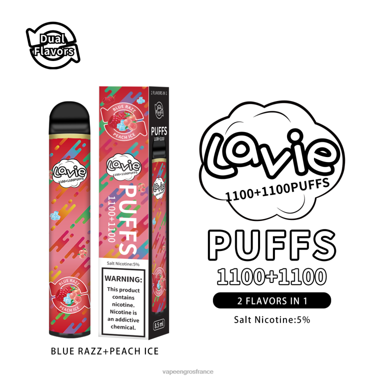 LAVIE BAR Switch 2200 bouffées 480L0298 | Vape France Prix glace bleue/pêche