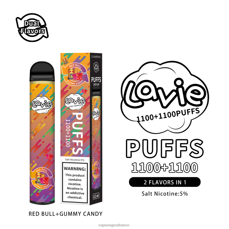 LAVIE BAR Switch 2200 bouffées 480L0299 | Vape France Promotion Red Bull/bonbons gommeux