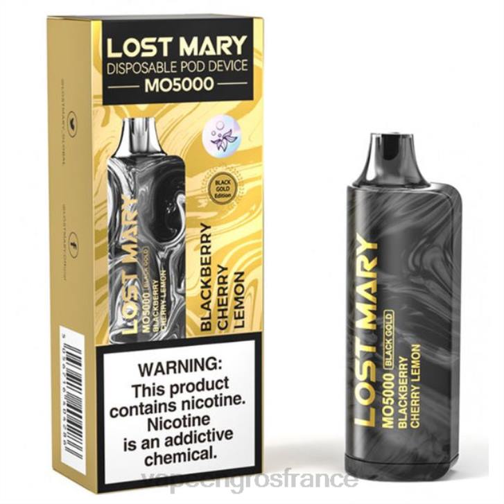02JZ343 - Cigarette Electronique France mûre cerise citron LOST MARY MO5000 or noir 10ml