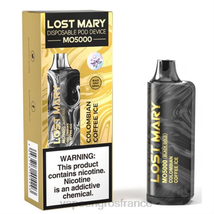 02JZ344 - Cigarette Electronique En Gros glace au café colombien LOST MARY MO5000 or noir 10ml