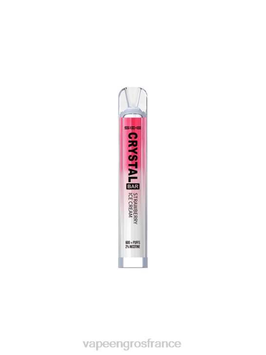 02JZ265 - Eliquide En Gros glace à la fraise SKE Crystal Bar vape jetable 600 bouffées