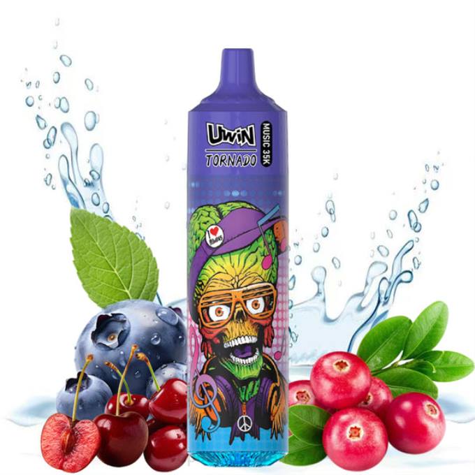 Eliquide En Gros myrtille cerise canneberge - UWIN CRYSTAL vape jetable 35k TJ6826